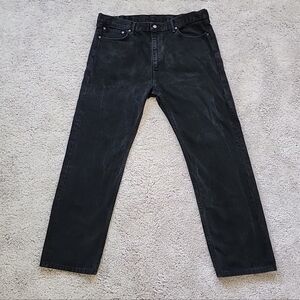 Vintage Mens Levi's 505 Black 42 x 34 Marble Washed Denim Straight Jeans EUC